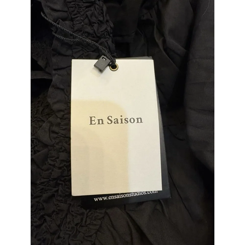 en saison Black Matisse Flutter Women Dresses Smocked Size Medium Stretchy - Picture 4 of 8